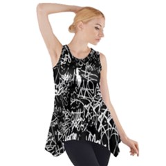 Graffiti Abstract Collage Print Pattern Side Drop Tank Tunic