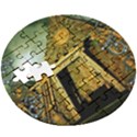 Awesome Steampunk Pyramid In The Night Wooden Puzzle Round View3