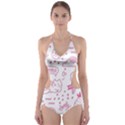 Cute Girly Seamless Pattern Cut-Out One Piece Swimsuit View1
