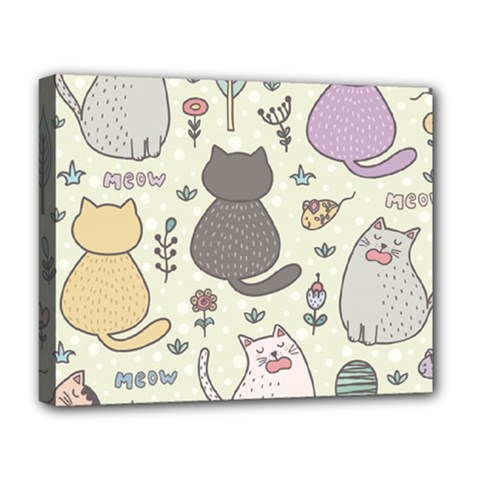 Funny Cartoon Cats Seamless Pattern  Deluxe Canvas 20  X 16  (stretched)