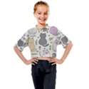 Funny Cartoon Cats Seamless Pattern  Kids Mock Neck Tee View1