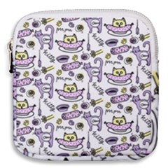 Hand Drawn Cute Cat Pattern Mini Square Pouch