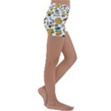 Hand Drawn Kitten Pattern With Elements Kids  Lightweight Velour Yoga Shorts View3