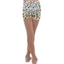 Hand Drawn Kitten Pattern With Elements Kids  Lightweight Velour Yoga Shorts View4