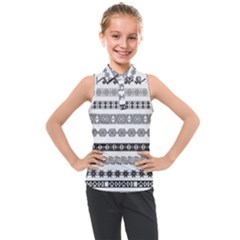 Borders Ikat Ethnic Frame Tribal Kids  Sleeveless Polo Tee