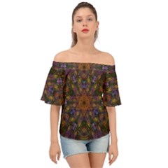 Fractal Abstract Background Pattern Off Shoulder Short Sleeve Top