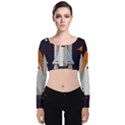 Rocket Space Universe Spaceship Velvet Long Sleeve Crop Top View1