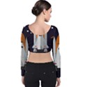 Rocket Space Universe Spaceship Velvet Long Sleeve Crop Top View2