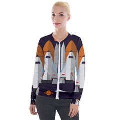 Rocket Space Universe Spaceship Velour Zip Up Jacket