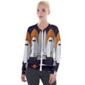 Rocket Space Universe Spaceship Velour Zip Up Jacket View1