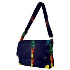 Rocket Halftone Astrology Astronaut Full Print Messenger Bag (m)