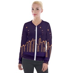 Skyscraper Town Urban Towers Velour Zip Up Jacket