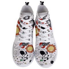 Astronaut Drawing Planet Men s Lightweight High Top Sneakers