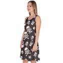 Skull Crossbones Seamless Pattern Holiday Halloween Wallpaper Wrapping Packing Backdrop Knee Length Skater Dress With Pockets View2