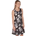 Skull Crossbones Seamless Pattern Holiday Halloween Wallpaper Wrapping Packing Backdrop Knee Length Skater Dress With Pockets View3