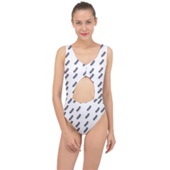 Japan Cherry Blossoms On White Center Cut Out Swimsuit by pepitasart