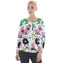 Funny Monster Pattern Velour Zip Up Jacket View1