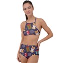 Welsh Corgi Dog With Gift Boxes Seamless Pattern Wallpaper High Waist Tankini Set View1