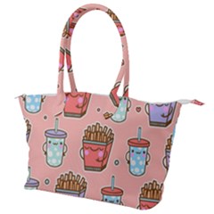 Cute Kawaii Food Seamless Pattern Canvas Shoulder Bag