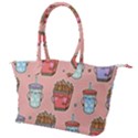 Cute Kawaii Food Seamless Pattern Canvas Shoulder Bag View1