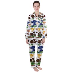 Mushroom Seamless Pattern Satin Long Sleeve Pyjamas Set by Nexatart