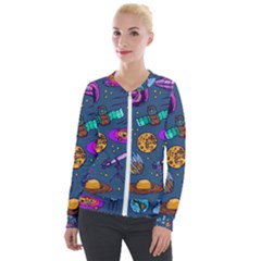 Space Sketch Set Colored Velour Zip Up Jacket