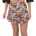 Cute Dog Seamless Pattern Background Fishtail Mini Chiffon Skirt View1