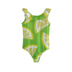Lemon Fruit Healthy Fruits Food Kids  Frill Swimsuit