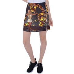 Steampunk Clockwork And Steampunk Girl Tennis Skirt