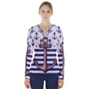 Anchor Background Design V-Neck Long Sleeve Top View1