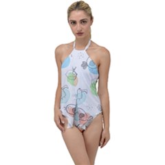Cartoon Bird Cute Doodle Bird Go With The Flow One Piece Swimsuit