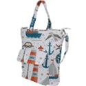 Nautical Elements Pattern Background Shoulder Tote Bag View1