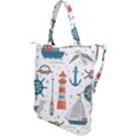 Nautical Elements Pattern Background Shoulder Tote Bag View2