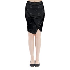 Neon Style Black And White Footprints Motif Pattern Midi Wrap Pencil Skirt