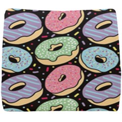 Colorful Donut Seamless Pattern On Black Vector Seat Cushion