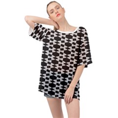 Black And White Triangles Oversized Chiffon Top