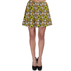 Hawaii Ghost Beige Skater Skirt