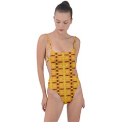 Digital Illusion Tie Strap One Piece Swimsuit
