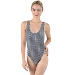 Black And White Triangles High Leg Strappy Swimsuit