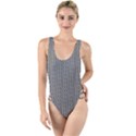 Black And White Triangles High Leg Strappy Swimsuit View1