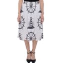 Marine Nautical Seamless Pattern With Vintage Lighthouse Wheel Classic Midi Skirt View1