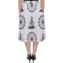 Marine Nautical Seamless Pattern With Vintage Lighthouse Wheel Classic Midi Skirt View2