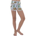 Camels Cactus Desert Pattern Kids  Lightweight Velour Yoga Shorts View1