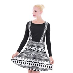 Boho Style Pattern Suspender Skater Skirt