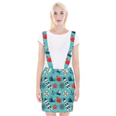 Seamless Pattern Nautical Icons Cartoon Style Braces Suspender Skirt
