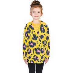 Leopard Print Seamless Pattern Kids  Double Breasted Button Coat