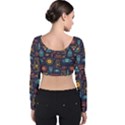 Trendy African Maya Seamless Pattern With Doodle Hand Drawn Ancient Objects Velvet Long Sleeve Crop Top View2