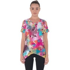 Color Pieces Cut Out Side Drop Tee