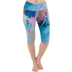 Colorful Beach Lightweight Velour Cropped Yoga Leggings