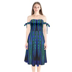 Glowleafs Shoulder Tie Bardot Midi Dress